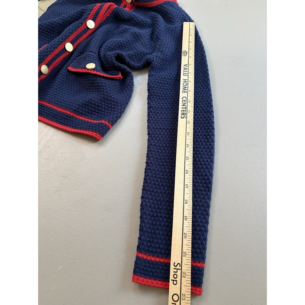St. John's Bay Women's Sz XS Blue/Red Cardigan Crew Neck Long Sleeve Button Up - Picture 6 of 9